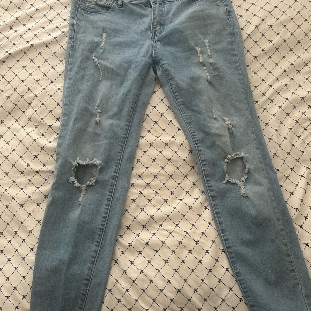 Wax Jean Women's Distressed Skinny Jeans - Light Blue